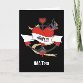 Cartão Tatuagem cardíaca com nome personalizado.