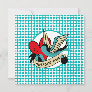 Cartão Tatuagem de Mãe Incrível e Dia das Mães Harlequim