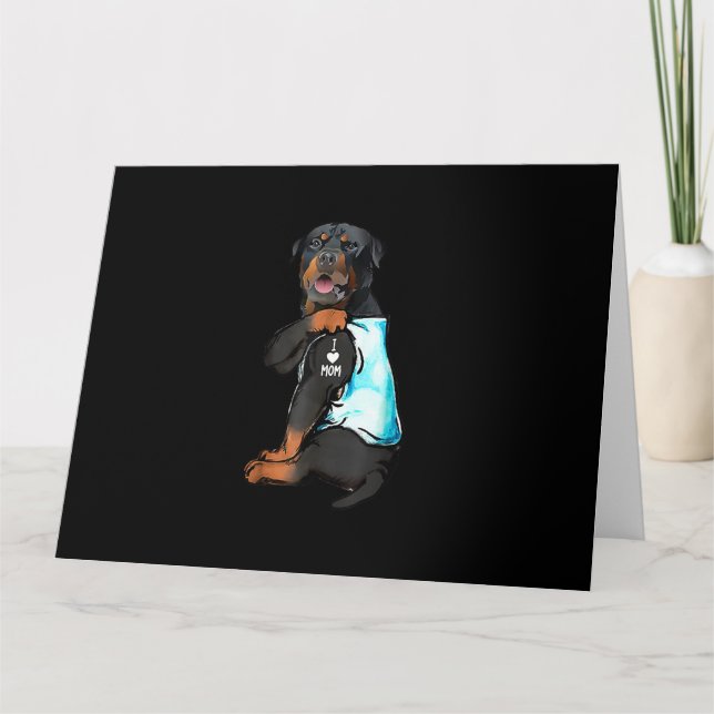 Cartão Tatuagem de Rottweiler Eu Amo Mamãe (Frente)