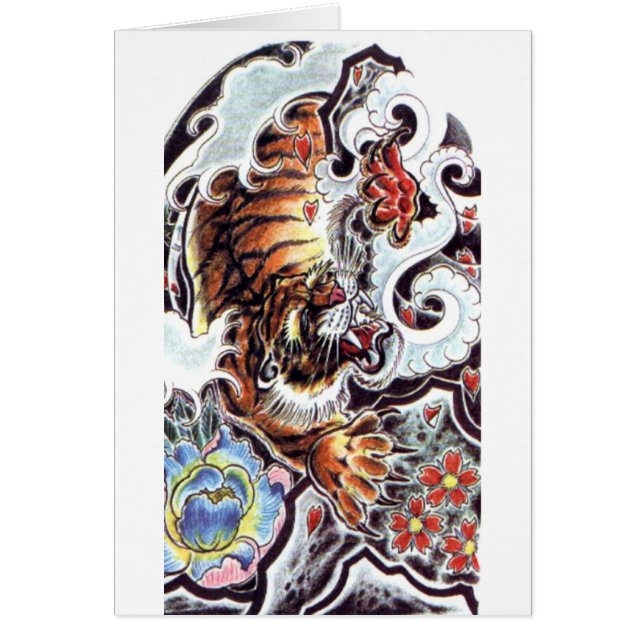 Cartão Tatuagem de Tigre Japonês (Frente)