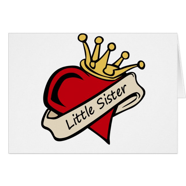 Cartão Tatuagem do coração da irmã mais nova (Frente Horizontal)