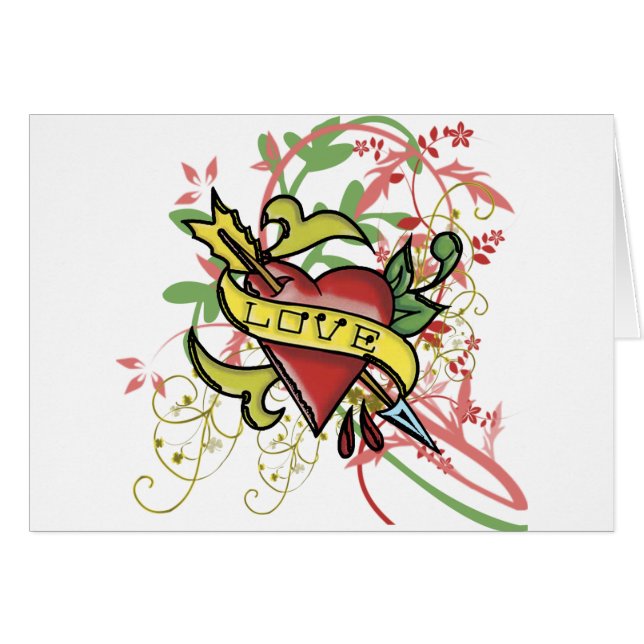 Cartão Tatuagem legal do amor (Frente Horizontal)