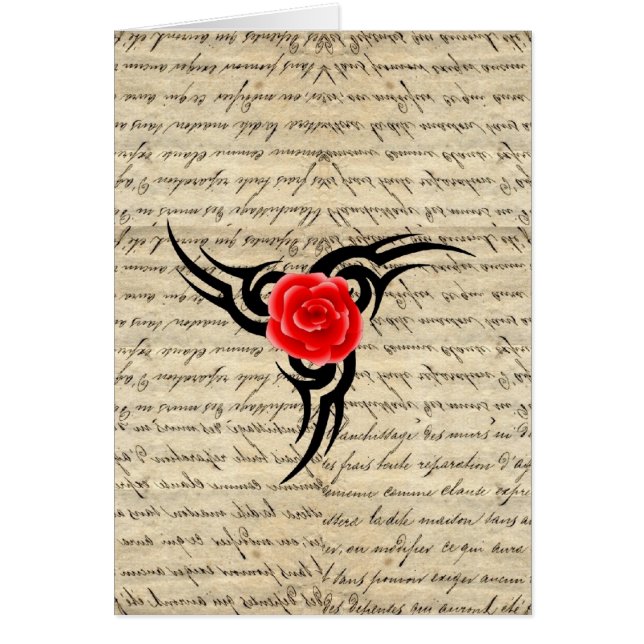 Cartão Tatuagem rosa (Frente)