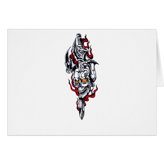 Cartão Tatuagem tribal com crânio (Frente Horizontal)