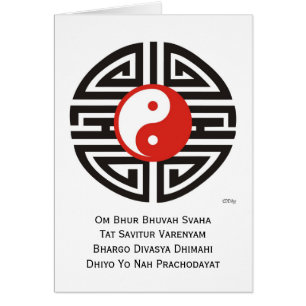 Cartão Tatuagem Yin & Yang & MANTRA de GAYATRI