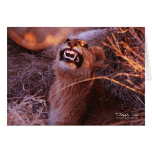Cartão Tau feliz, leão Cub de sorriso