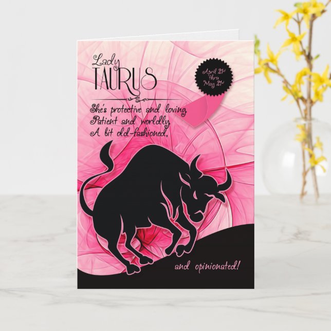 Cart o Taurus Birthday para seu rosa 21 de abril e 21 de Zazzle