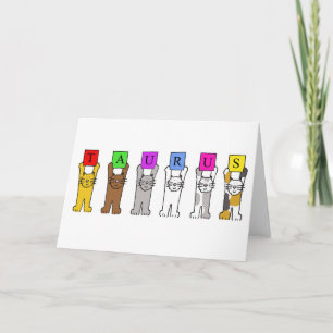 Cartão Taurus Happy Birthday - Gatos de Cartoon