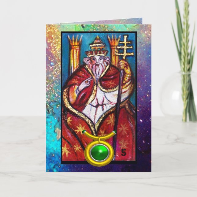 CARTÃO TAURUS,POPE HIEROFANT TAROT ZODIAC ANIVERSÁRIO (Frente)