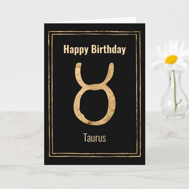 Cartão Taurus zodiac Arologia Ouro Feliz Aniversário (Planta pequena)