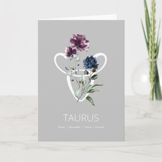 Cartão Taurus Zodiac - Sinal de Estrela Aniversário (Frente)