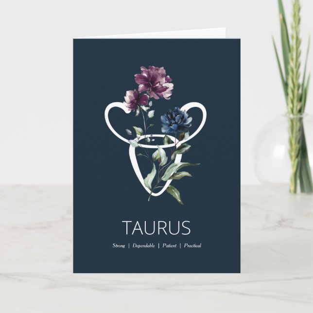 Cartão Taurus Zodiac - Sinal de Estrela Aniversário (Frente)