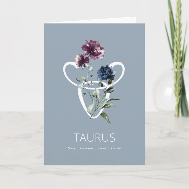 Cartão Taurus Zodiac - Sinal de Estrela Aniversário (Frente)