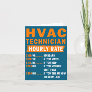 Cartão Taxa horária do técnico de Hvac, frase engraçada d