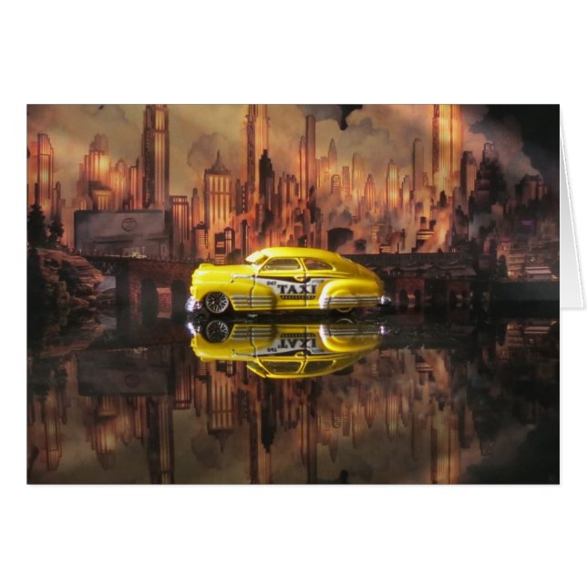 Cartão táxi diminuto dos anos 40 na frente do contexto de (Frente Horizontal)