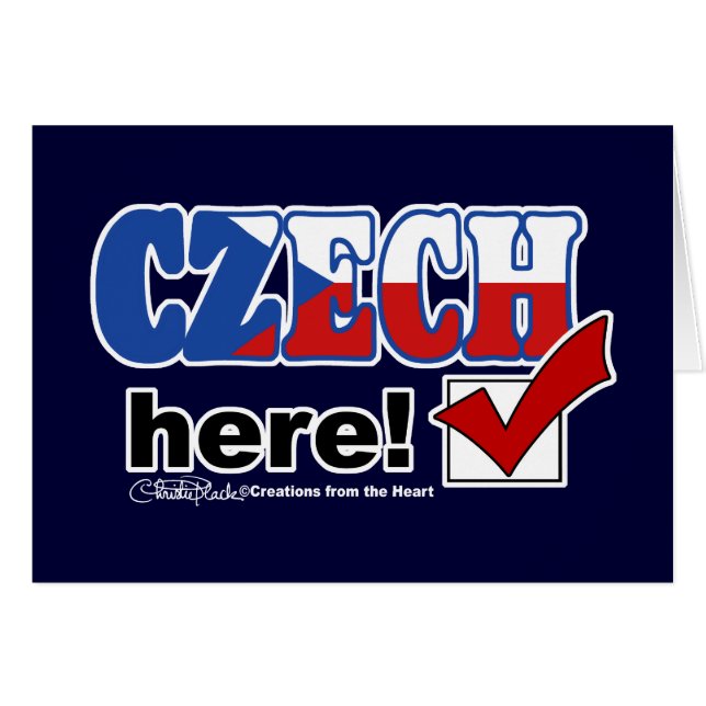 Cartão Tcheco Aqui (Escuro) (Frente Horizontal)