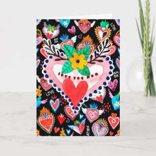 Cartão Te Amo Mãe Dia de as mães Colorida Mexicana Hear