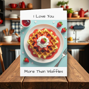 Cartão Te amo mais que Waffles Feliz aniversário
