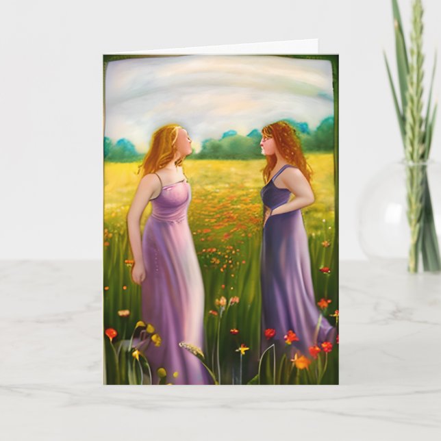 Cartão Te Amo tanto lésbicas apaixonadas (Frente)