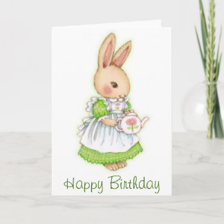 Cartão Tea Bunny - Cute Rabbit Birthday Card