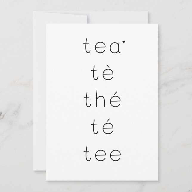 Cartão Tea - minimalistic typography card (Frente)