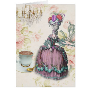 Cartão Tea party floral francês Marie Antoinette de Pari