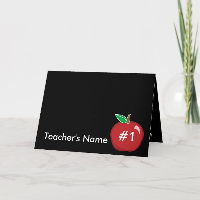 Cartão Teacher #1 Black/Red Greeting Card-Customize (Frente)