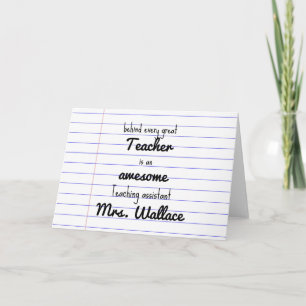 Cartão teacher aid tote bag teaching assistant TA