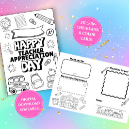 Cartão Teacher Appreciation Fill In The Blank Card