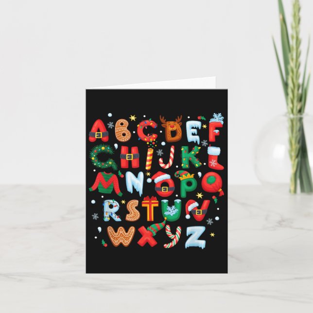 Cartão Teacher Christmas Alphabet Back To School Holiday  (Frente)