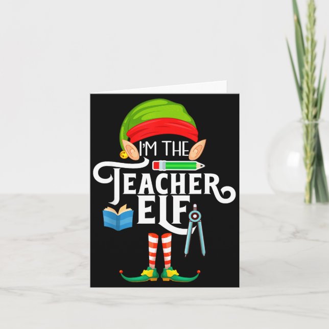 Cartão Teacher Elf Family Matching Christmas  (Frente)
