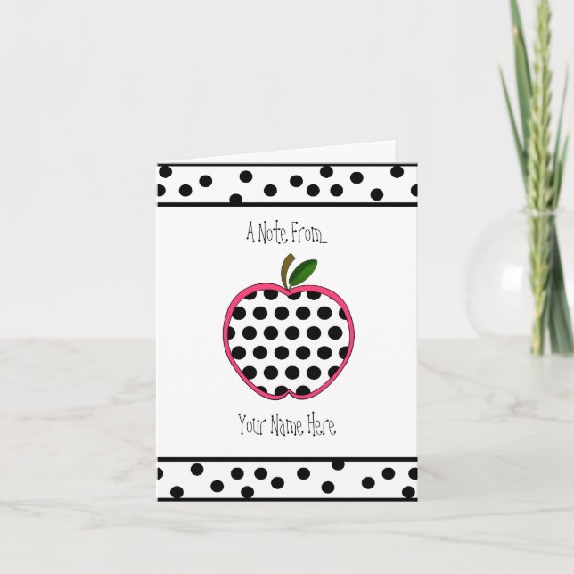 Cartão Teacher Notecard - Polka Dot Apple (Frente)