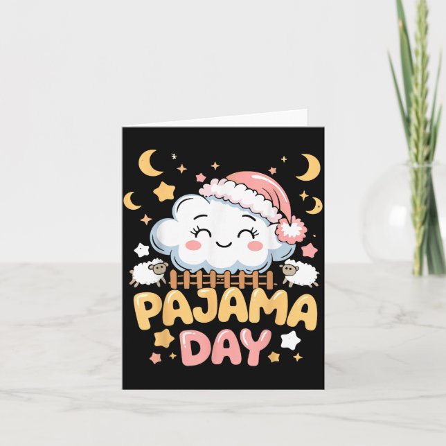 Cartão Teacher Pajama Day Shirt, Funny Cloud Sleever Scho (Frente)