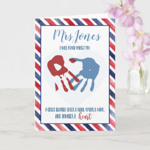 Cartão teacher you left a handprint on our heart class