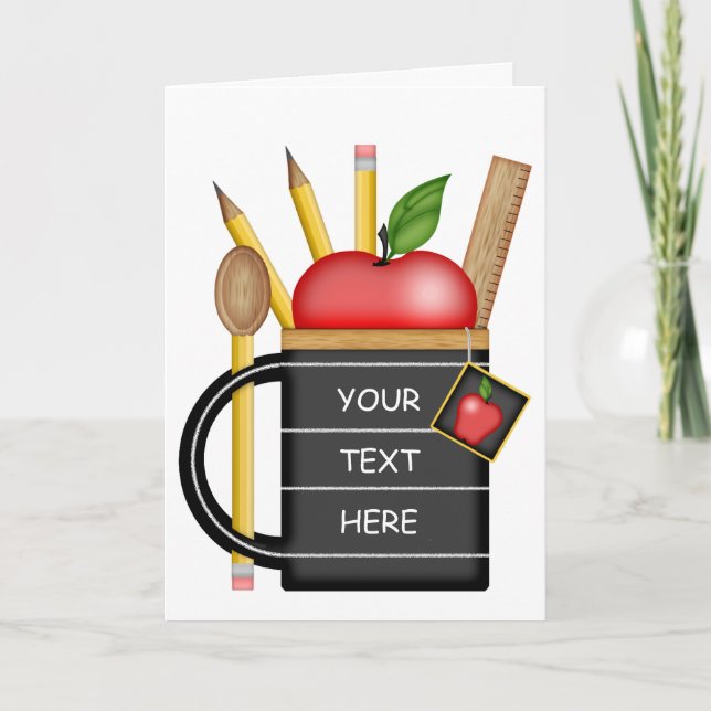 Cartão Teacher's Apple Custom Blackboard Mug Card (Frente)