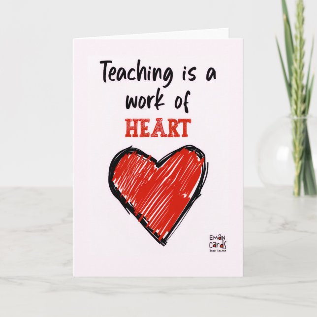 Cartão Teacher's Day Card with a Red Heart (Frente)
