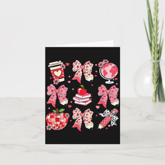 Cartão Teaching Is A Work Of Heart Pencil Bow Teacher Val (Frente)