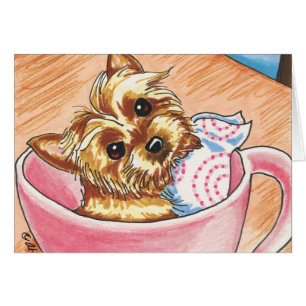 Cartão Teacup Yorkie pela arte da Fora-Trela