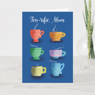 Cartão Teacups de vapor Whimsical de Mãe dominical