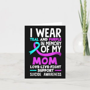 Cartão Teal &amp; Purple Em Memória Da Minha Mãe Prevençã