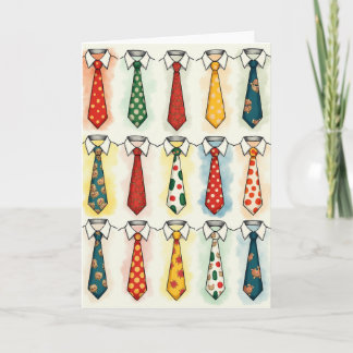 Cartão Teal Animal Fathers Day Tie Card