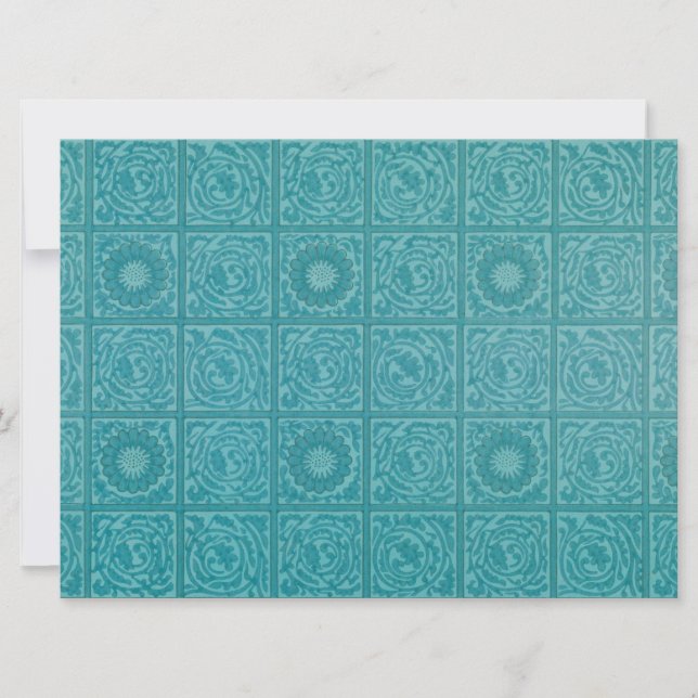 Cartão Teal Azulejo Pattern (por William Morris) (Frente)