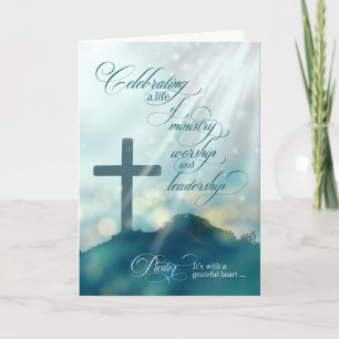 Cartão Teal Cross Card para o Pastor Ordination