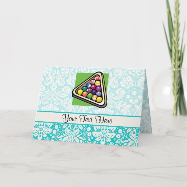 Cartão Teal Damask Billiards (Frente)