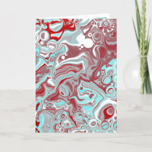 Cartão Teal e Burgundy Marble Fluid Art Vazio
