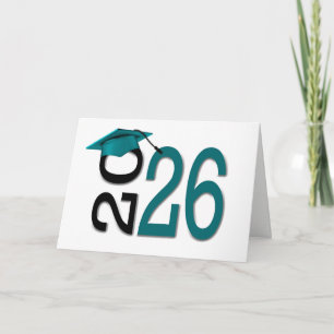 Cartão Teal e preto para graduação em 2025