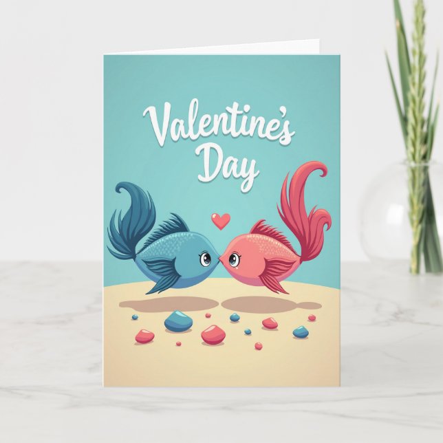 Cartão Teal Fish Valentine Love Card (Frente)