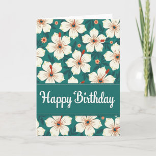 Cartão Teal Floral de Aniversário