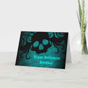 Cartão Teal Halloween aniversário