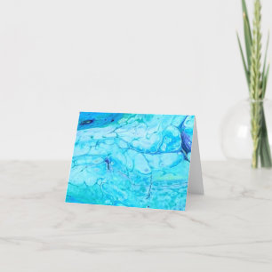 Cartão Teal Navy Abstract Blank Notecard